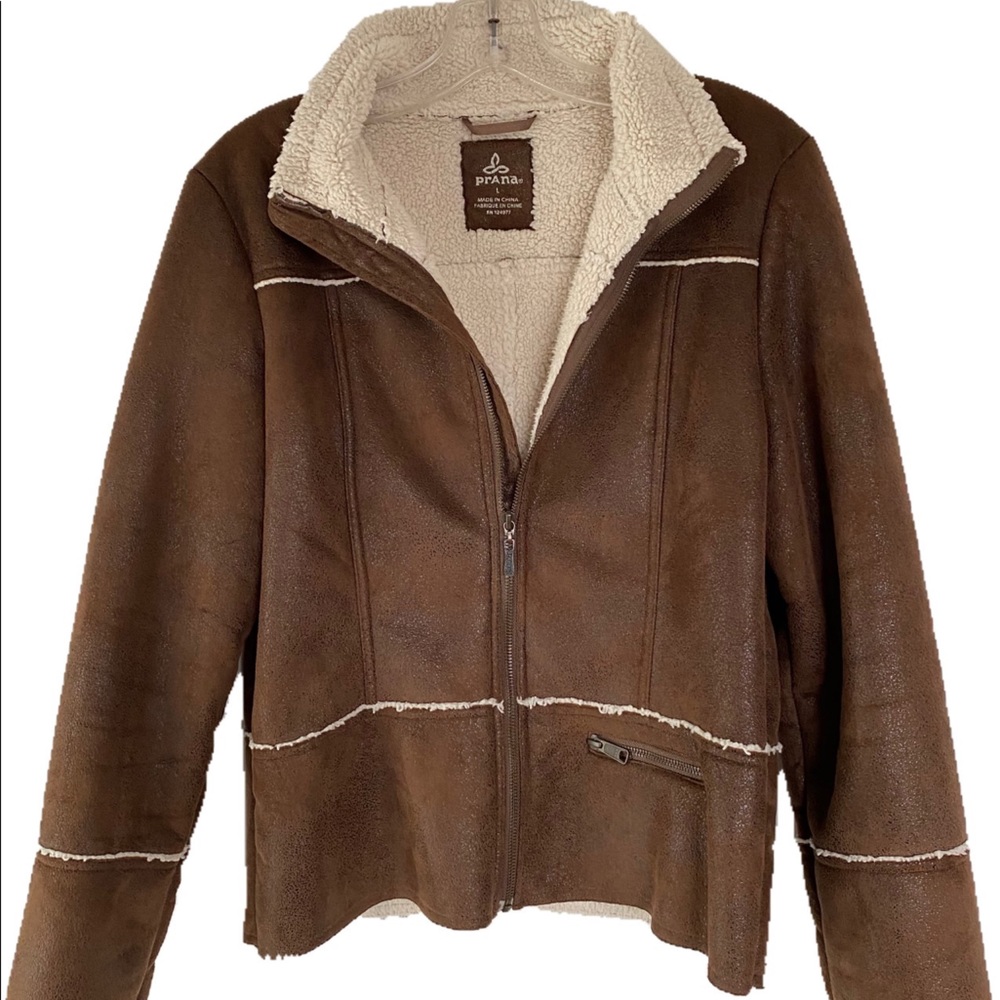 PrAna Faux Suede/Shearling Fur Lining Brown Jacket